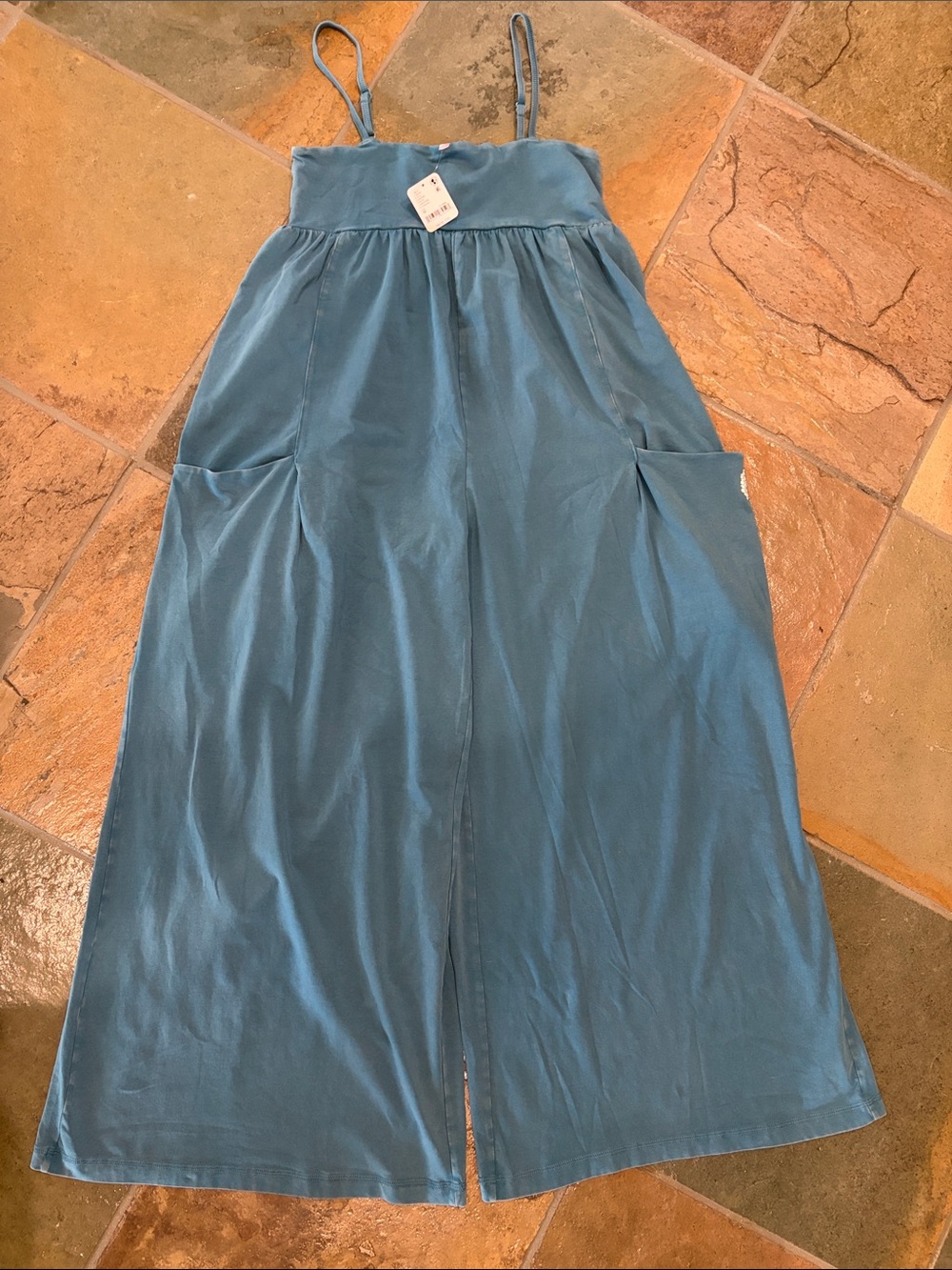 Free People Dusty Blue Wide-Leg Jumpsuit with Pockets